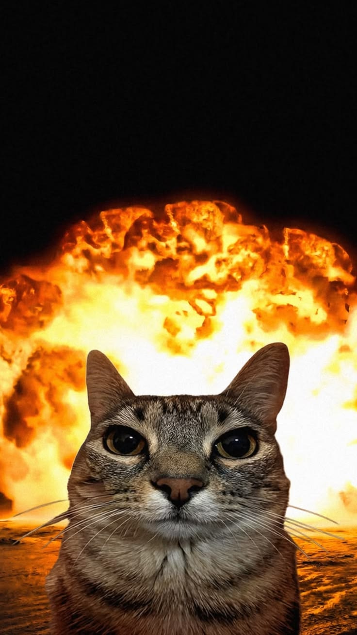 Gatto davanti a un’esplosione